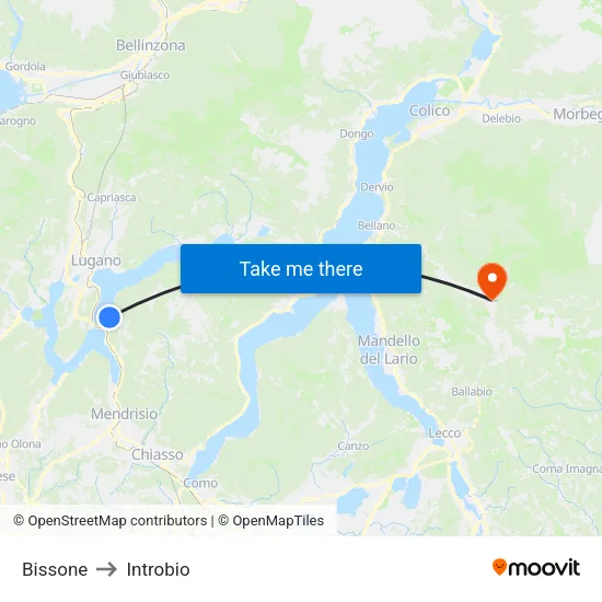 Bissone to Introbio map
