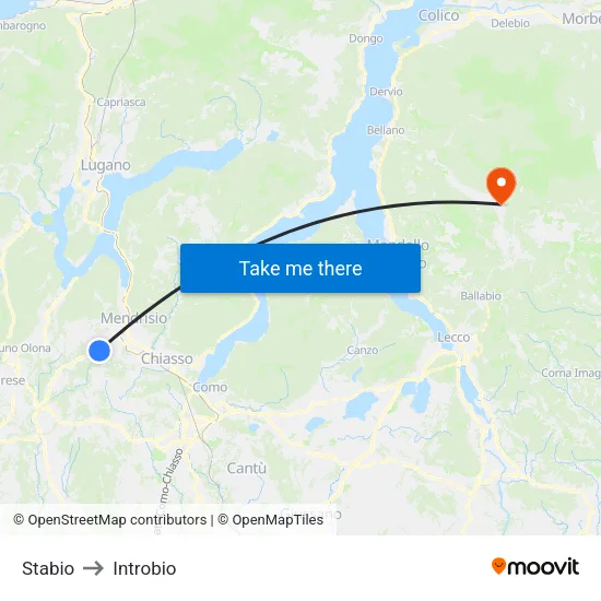 Stabio to Introbio map