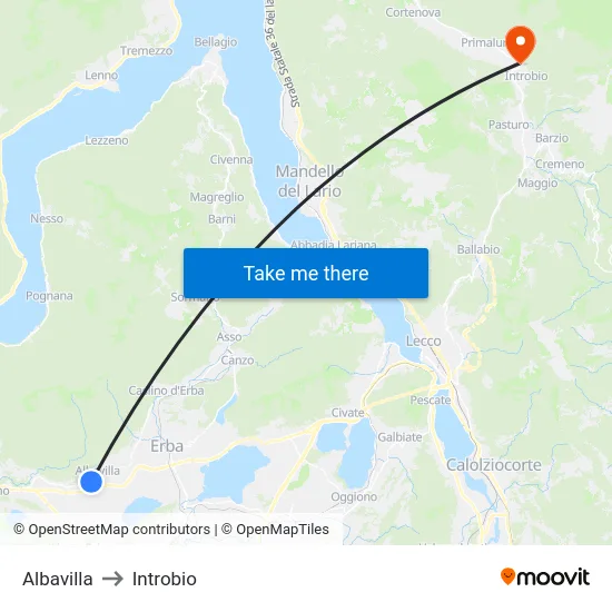 Albavilla to Introbio map
