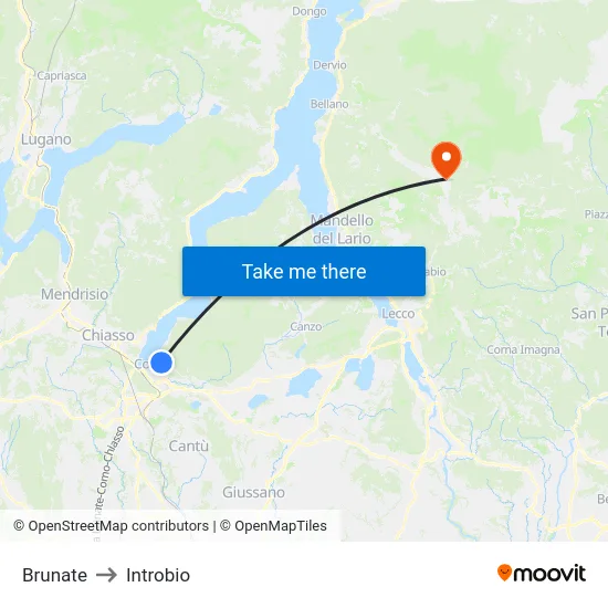 Brunate to Introbio map