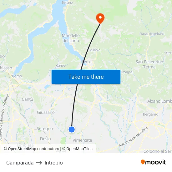 Camparada to Introbio map