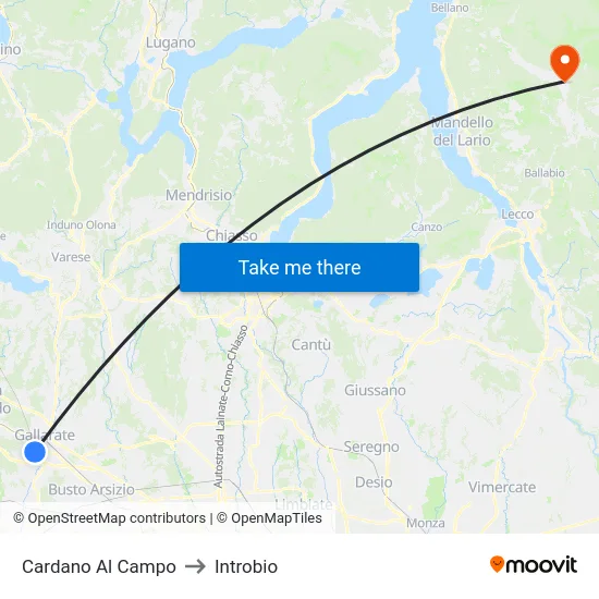 Cardano Al Campo to Introbio map