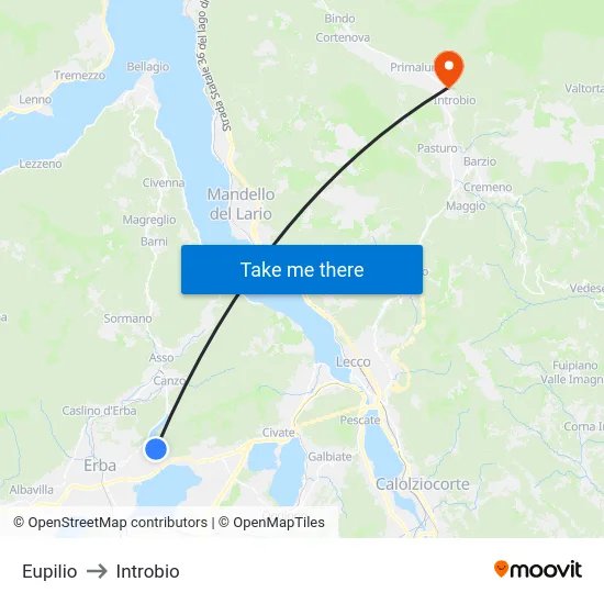 Eupilio to Introbio map