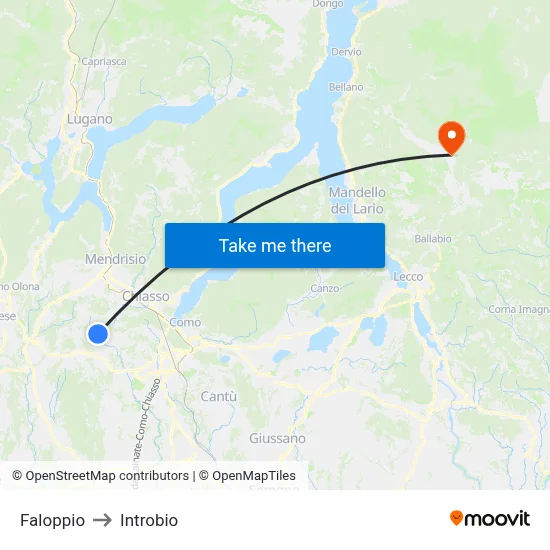 Faloppio to Introbio map