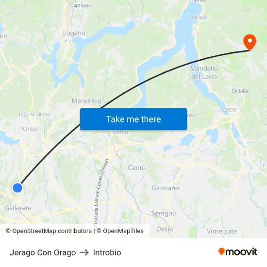 Jerago con Orago to Introbio map