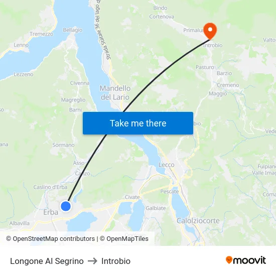 Longone Al Segrino to Introbio map