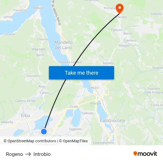 Rogeno to Introbio map