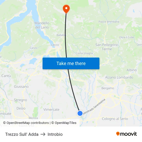 Trezzo Sull' Adda to Introbio map