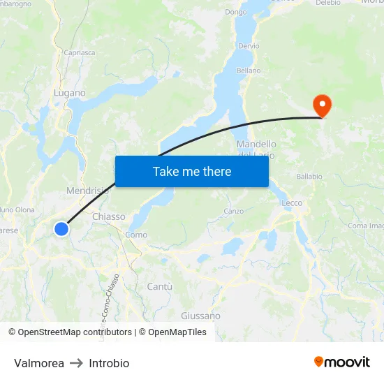 Valmorea to Introbio map