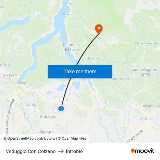 Veduggio Con Colzano to Introbio map