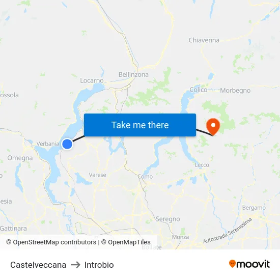 Castelveccana to Introbio map