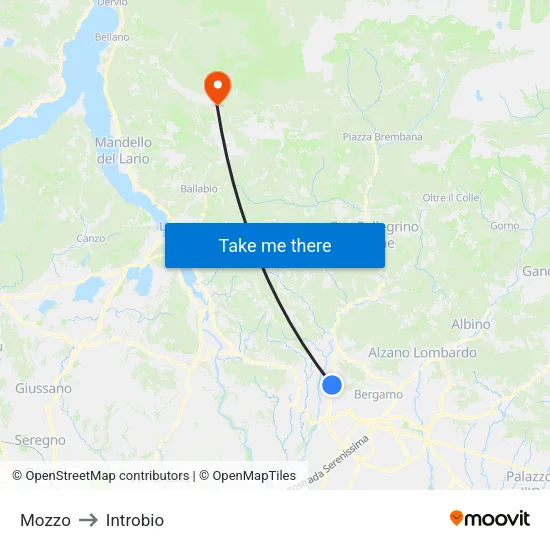 Mozzo to Introbio map