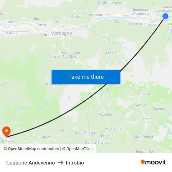 Castione Andevenno to Introbio map