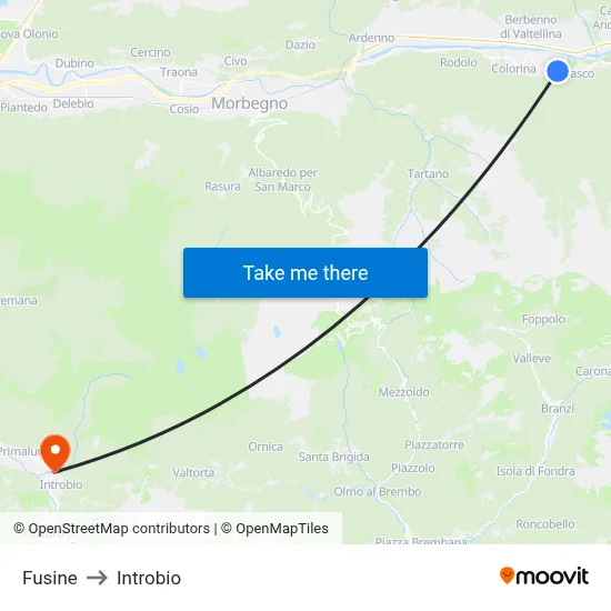 Fusine to Introbio map