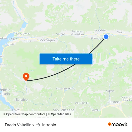 Faedo Valtellino to Introbio map