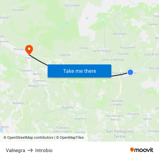 Valnegra to Introbio map