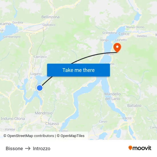 Bissone to Introzzo map
