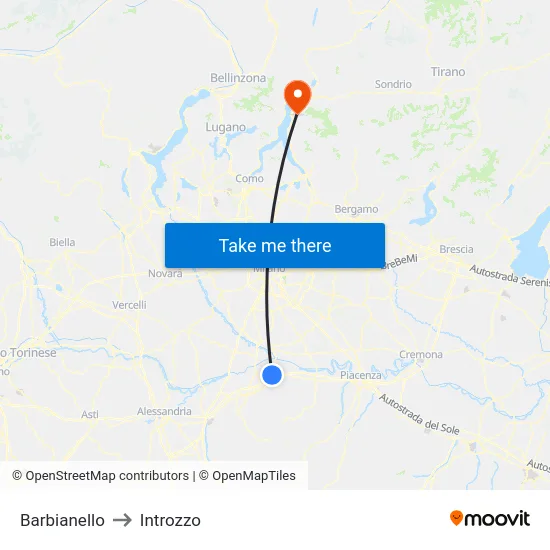 Barbianello to Introzzo map