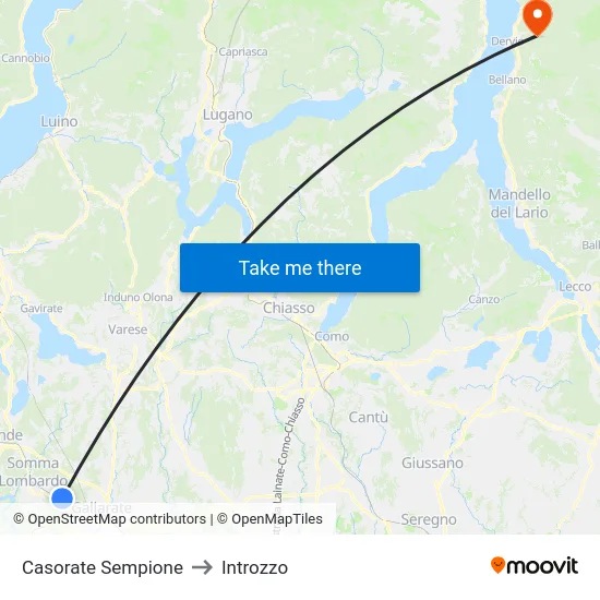 Casorate Sempione to Introzzo map