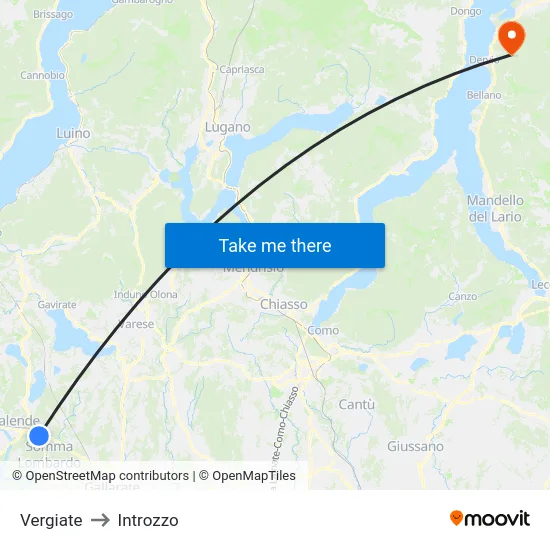Vergiate to Introzzo map