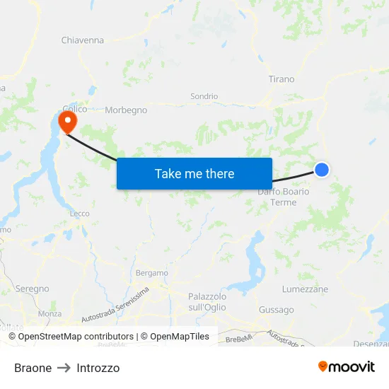 Braone to Introzzo map