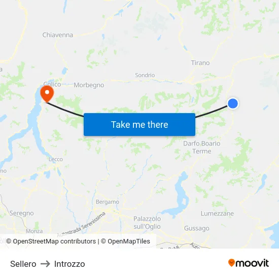 Sellero to Introzzo map