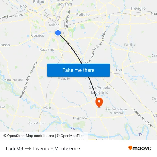 Lodi M3 to Inverno e Monteleone map