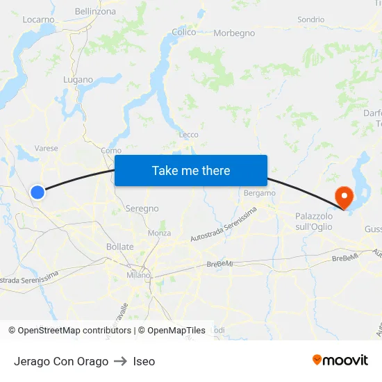 Jerago con Orago to Iseo map