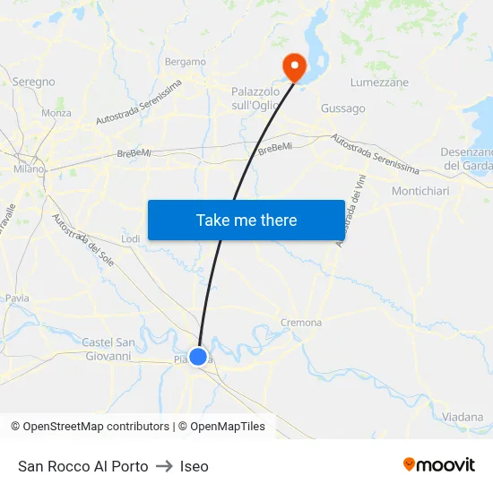 San Rocco Al Porto to Iseo map