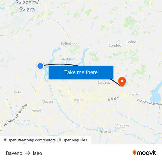 Baveno to Iseo map