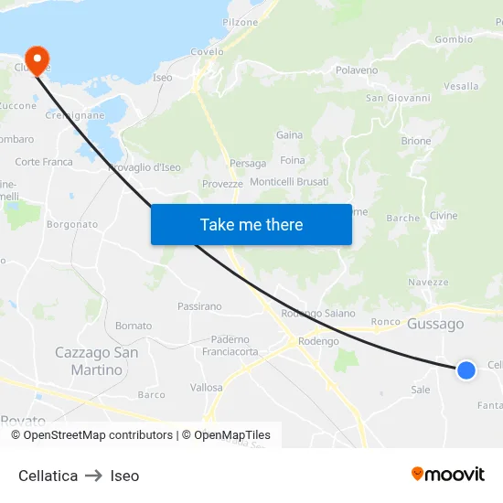 Cellatica to Iseo map