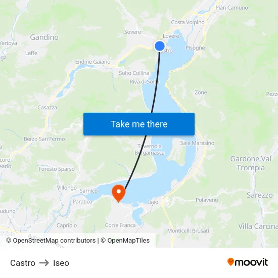 Castro to Iseo map