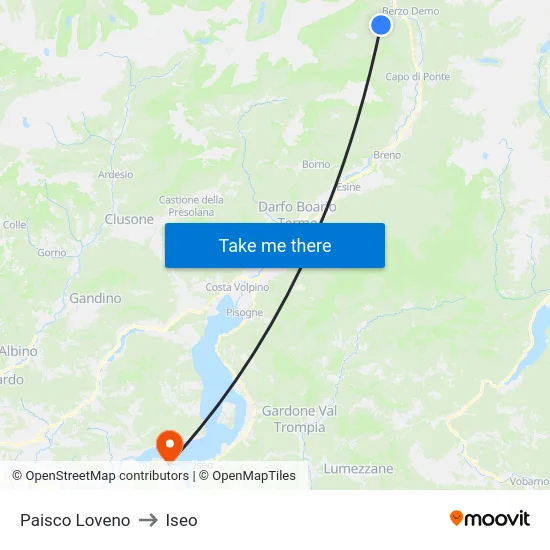 Paisco Loveno to Iseo map