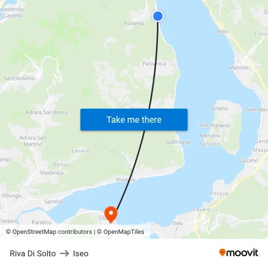 Riva Di Solto to Iseo map