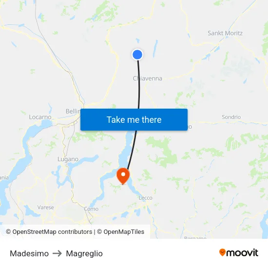 Madesimo to Magreglio map