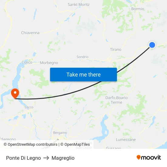 Ponte Di Legno to Magreglio map