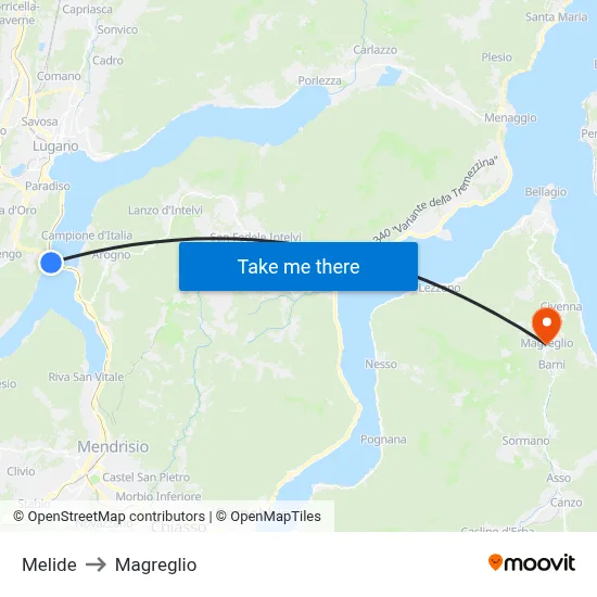 Melide to Magreglio map