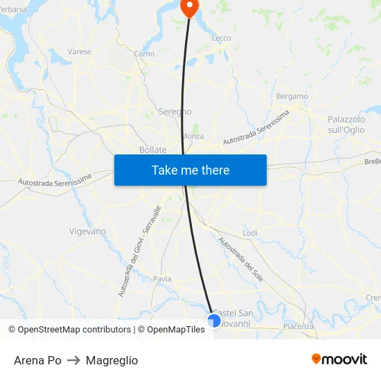 Arena Po to Magreglio map