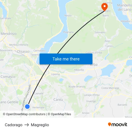 Cadorago to Magreglio map