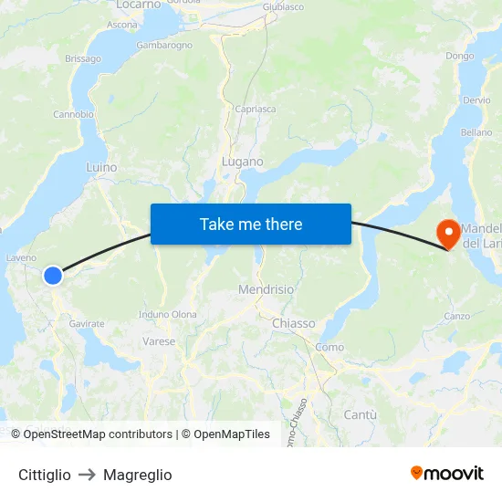 Cittiglio to Magreglio map