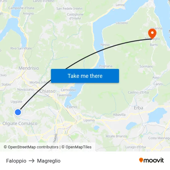 Faloppio to Magreglio map
