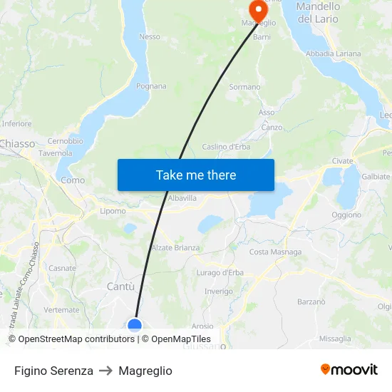 Figino Serenza to Magreglio map