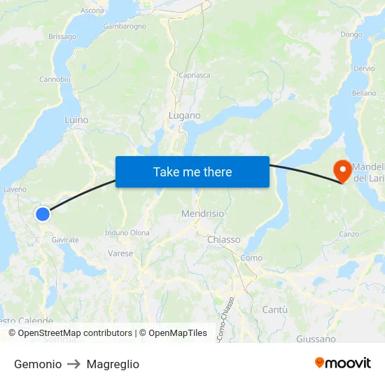 Gemonio to Magreglio map