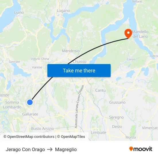 Jerago con Orago to Magreglio map