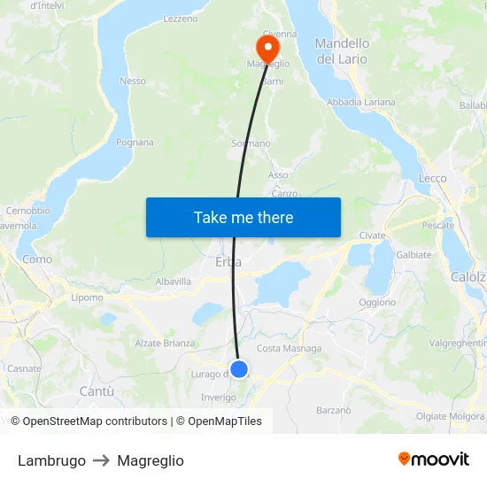 Lambrugo to Magreglio map