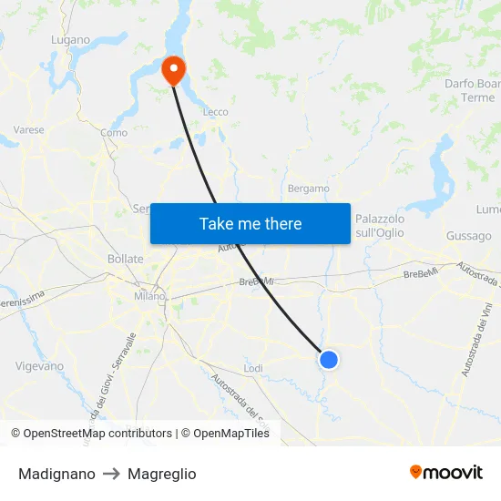 Madignano to Magreglio map