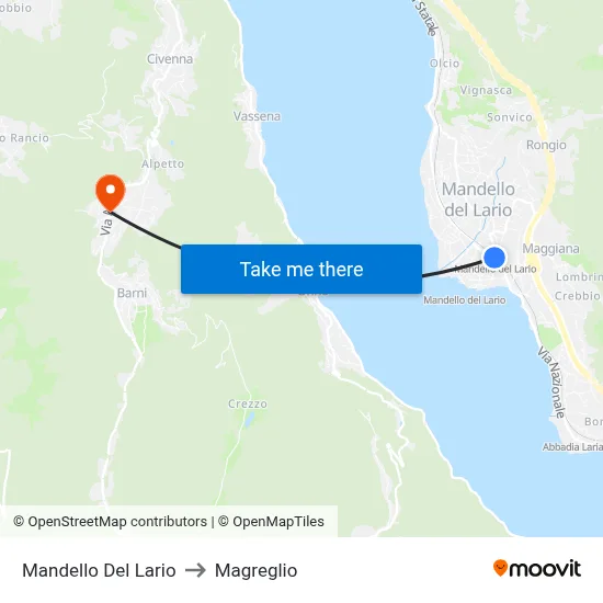 Mandello Del Lario to Magreglio map