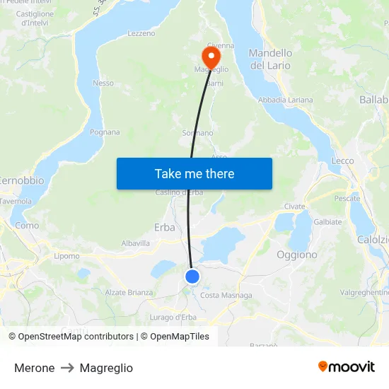 Merone to Magreglio map