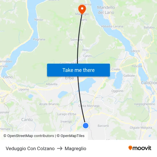 Veduggio Con Colzano to Magreglio map