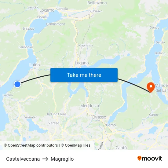 Castelveccana to Magreglio map